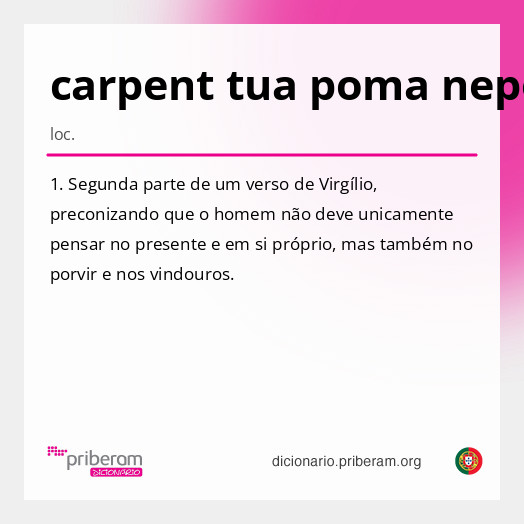 Significado de carpent tua poma nepotes
